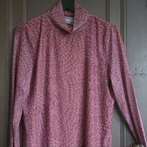 Anthropologie rose sheer turtleneck L